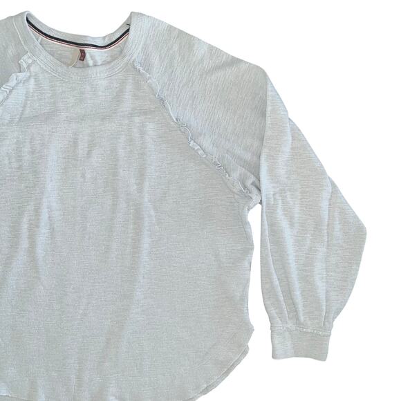 Pilcro Anthropologie Ruffled Raglan Thermal Top Cool Grey Oversized XL - Picture 7 of 14